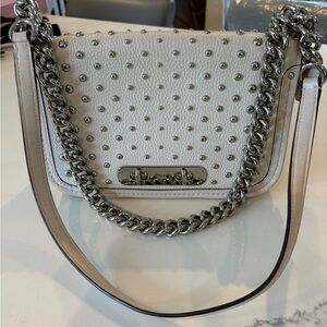 Coach swagger ombré convertible Studded White Leather Shoulder Bag purse